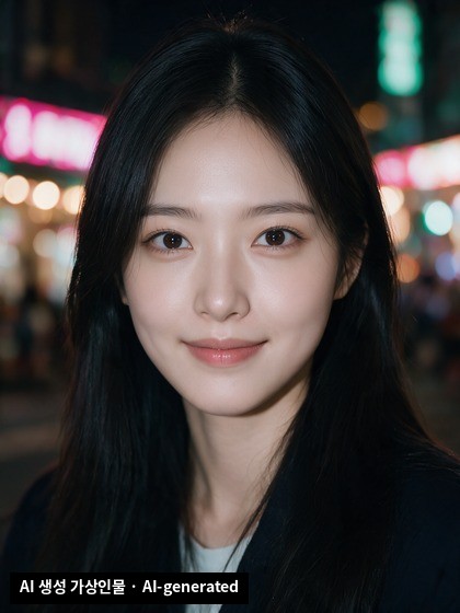 Night portrait with colorful neon bokeh