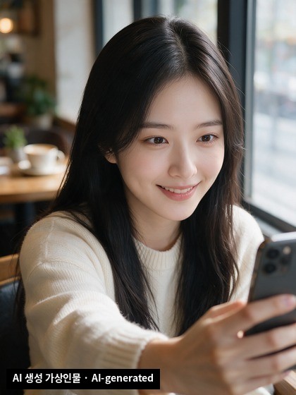 Window-light cafe selfie
